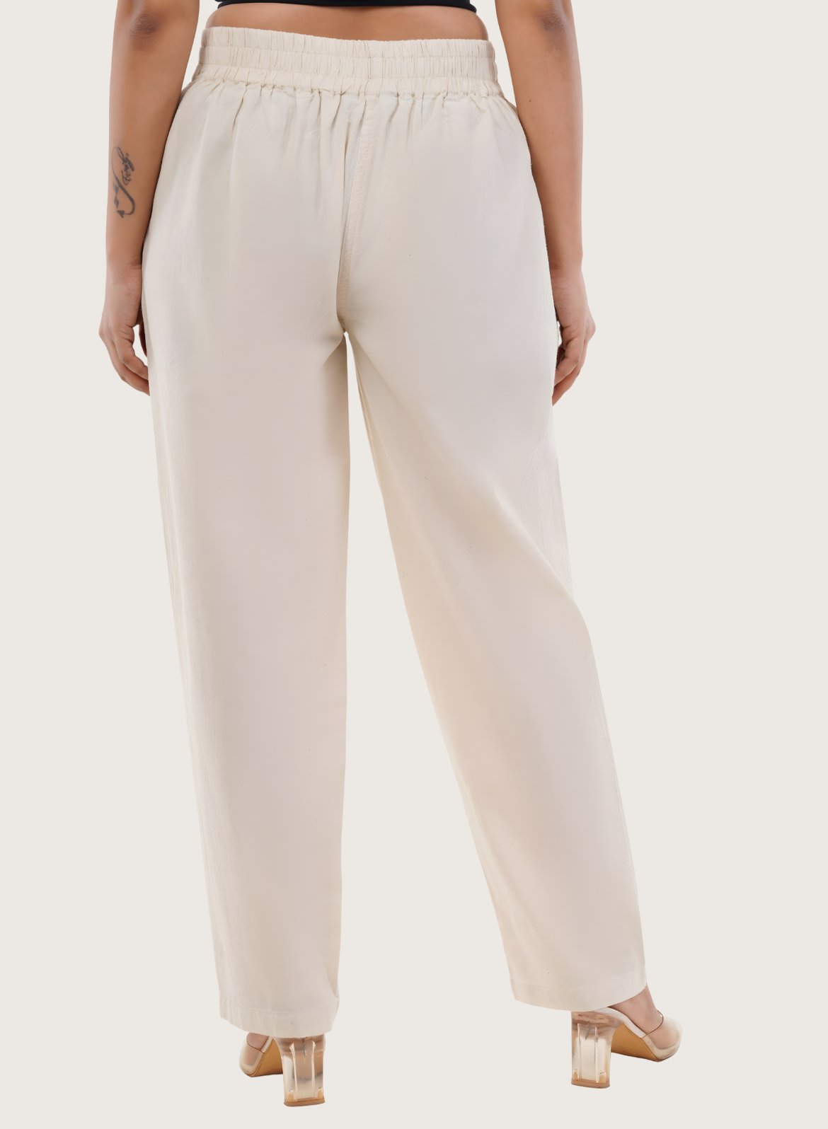 Beige Cotton-Linen Pants