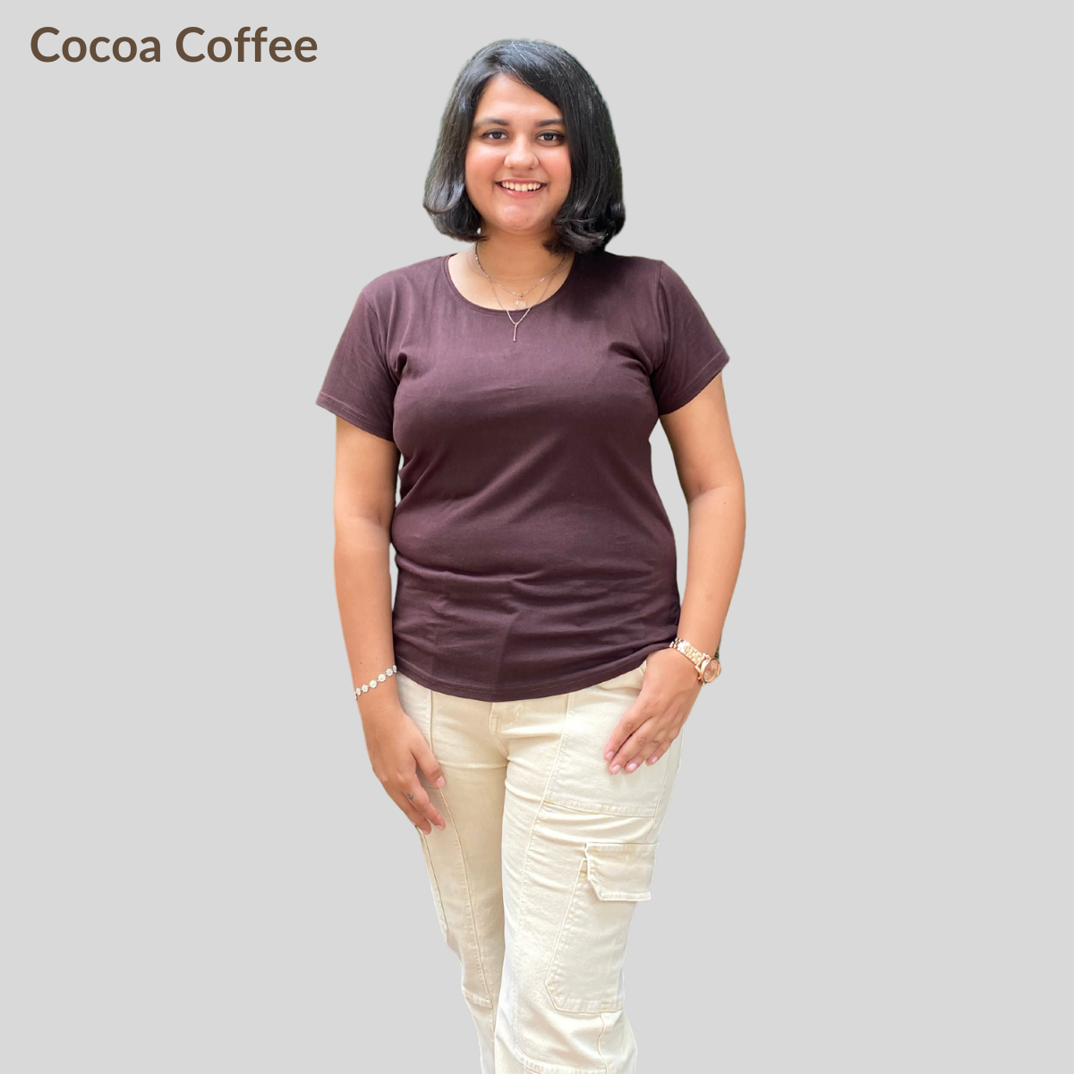 Cocoa Coffee Plain Plus Size Tshirt for Women