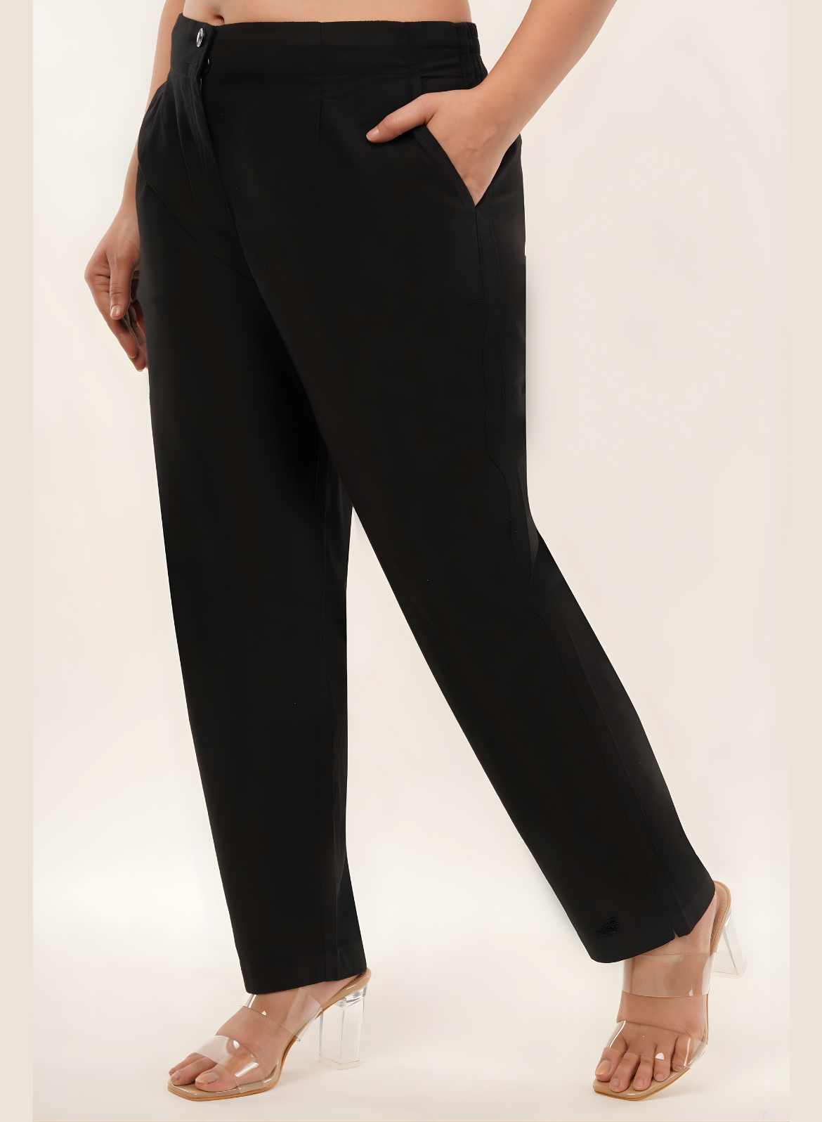 Black Wide Cotton-Linen Pants