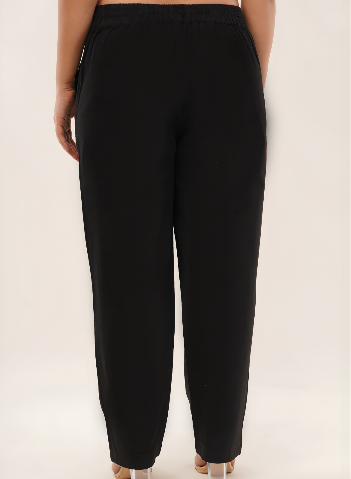 Black Wide Cotton-Linen Pants