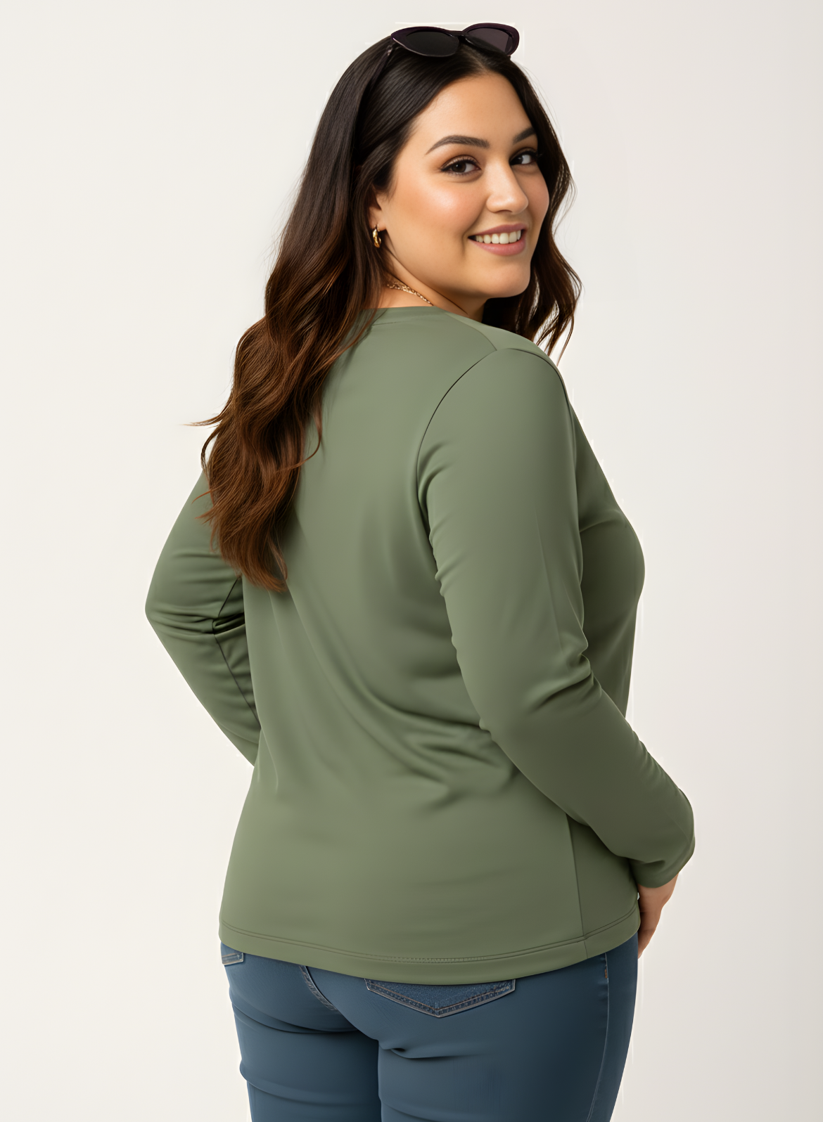 Matcha Mint Full Sleeves V-Neck T-shirt