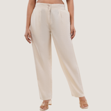 Beige Cotton-Linen Pants