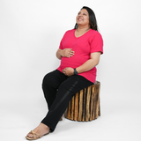 Viva Magenta Maternity V-Neck T-Shirt