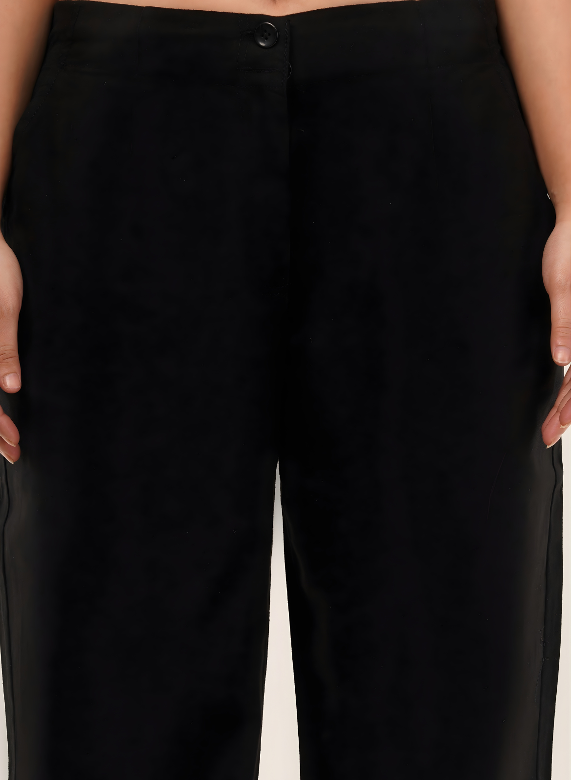 Black Wide Cotton-Linen Pants