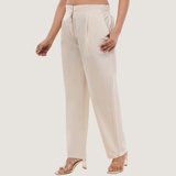 Beige Cotton-Linen Pants