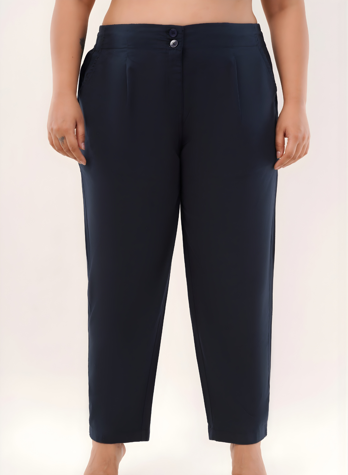 Navy Easy Cotton-Linen Pants