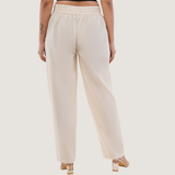 Beige Cotton-Linen Pants