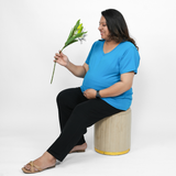 Trendy Turquoise Maternity V-Neck T-Shirt