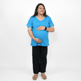 Trendy Turquoise Maternity V-Neck T-Shirt