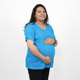 Trendy Turquoise Maternity V-Neck T-Shirt