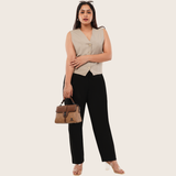 Black Wide Cotton-Linen Pants