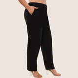 Black Wide Cotton-Linen Pants