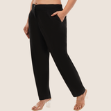 Black Wide Cotton-Linen Pants