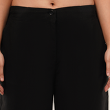 Black Wide Cotton-Linen Pants