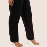 Black Wide Cotton-Linen Pants