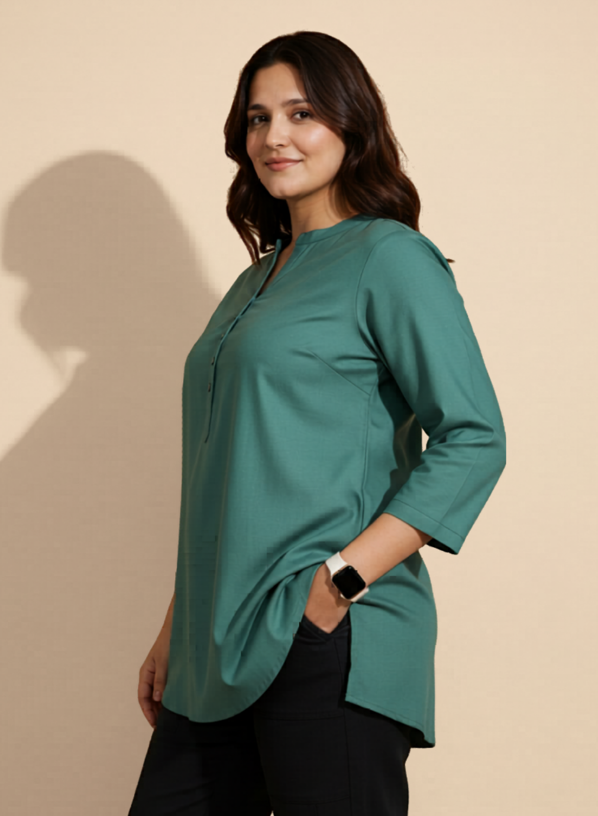 Casual Cotton Kurti Top for Jeans - Silky Green