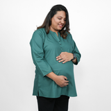 Silky Green Maternity Short Kurti