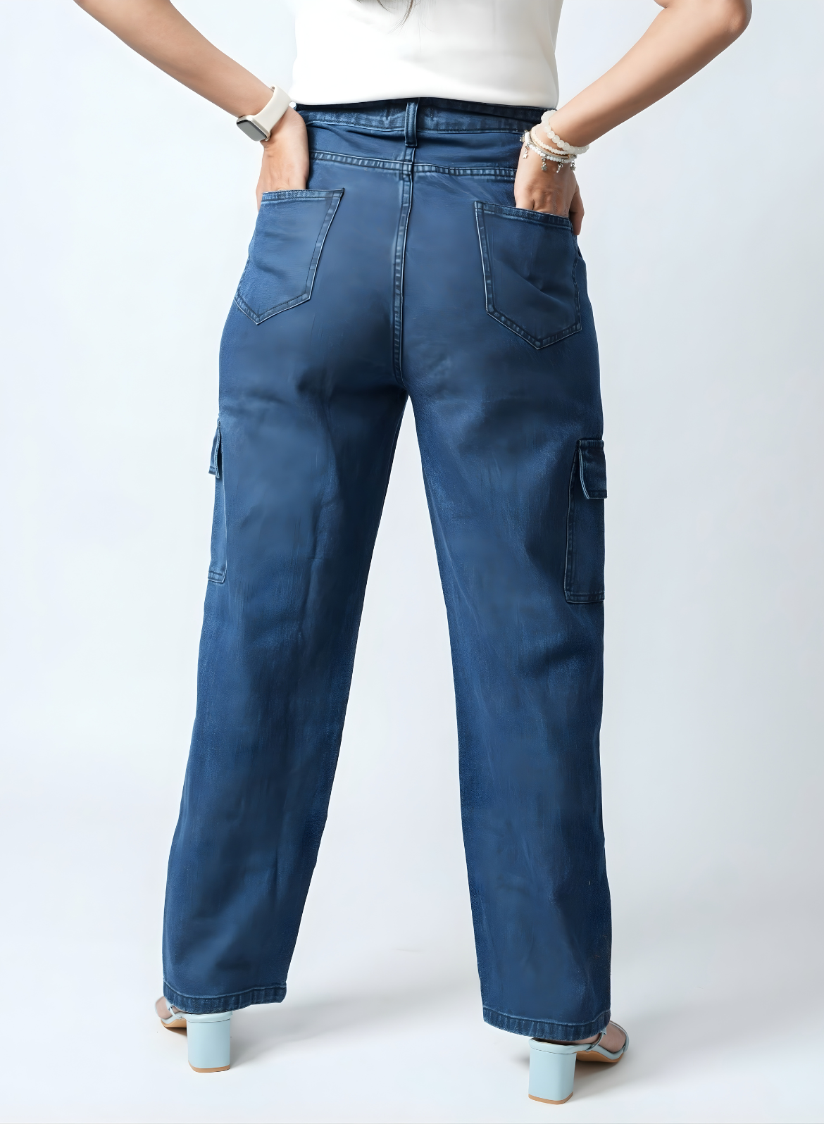 Women's Navy Blue Essential Cargo Jeans