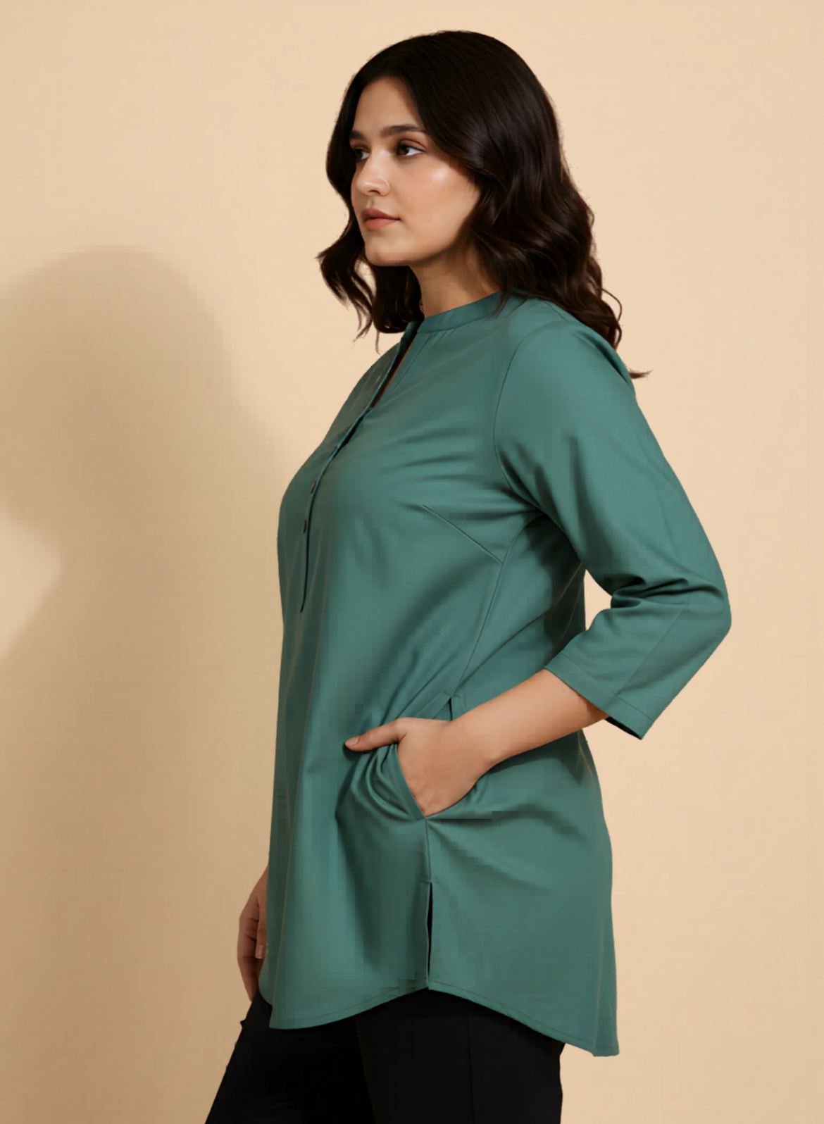 Casual Cotton Kurti Top for Jeans - Silky Green