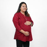 Magnetic Maroon Maternity Short Kurti