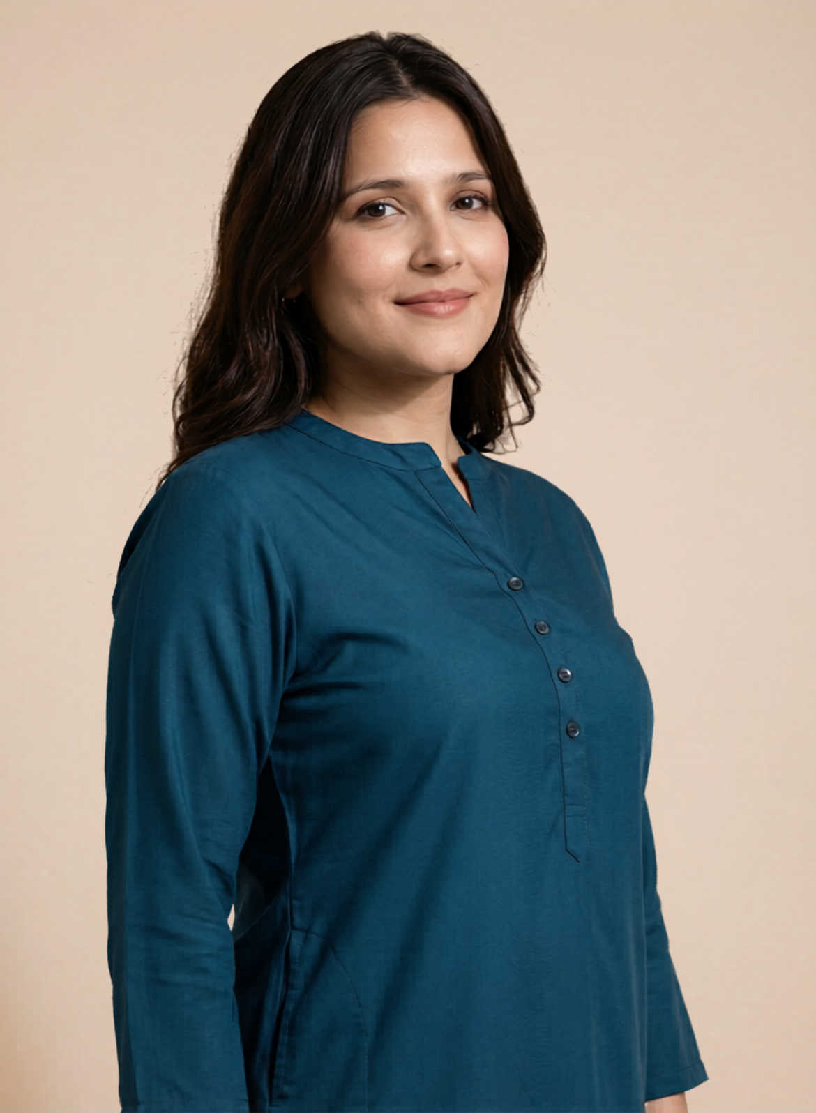 Solid Cotton Short Kurti for Women - Twilight Blue