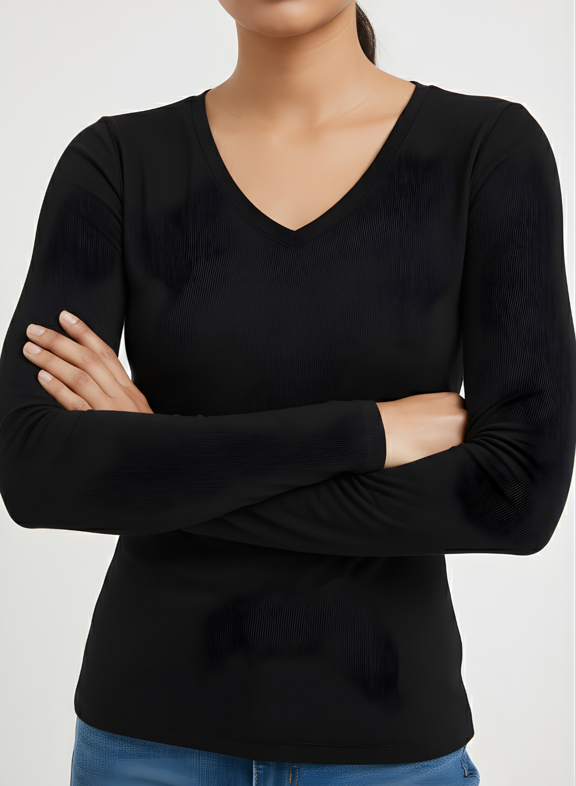 Brazen Black Full Sleeves V-Neck T-shirt