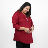 Magnetic Maroon Maternity Short Kurti