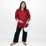 Magnetic Maroon Maternity Short Kurti
