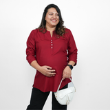 Magnetic Maroon Maternity Short Kurti