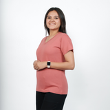 Pretty Pink Solid V-Neck T-shirt for Women