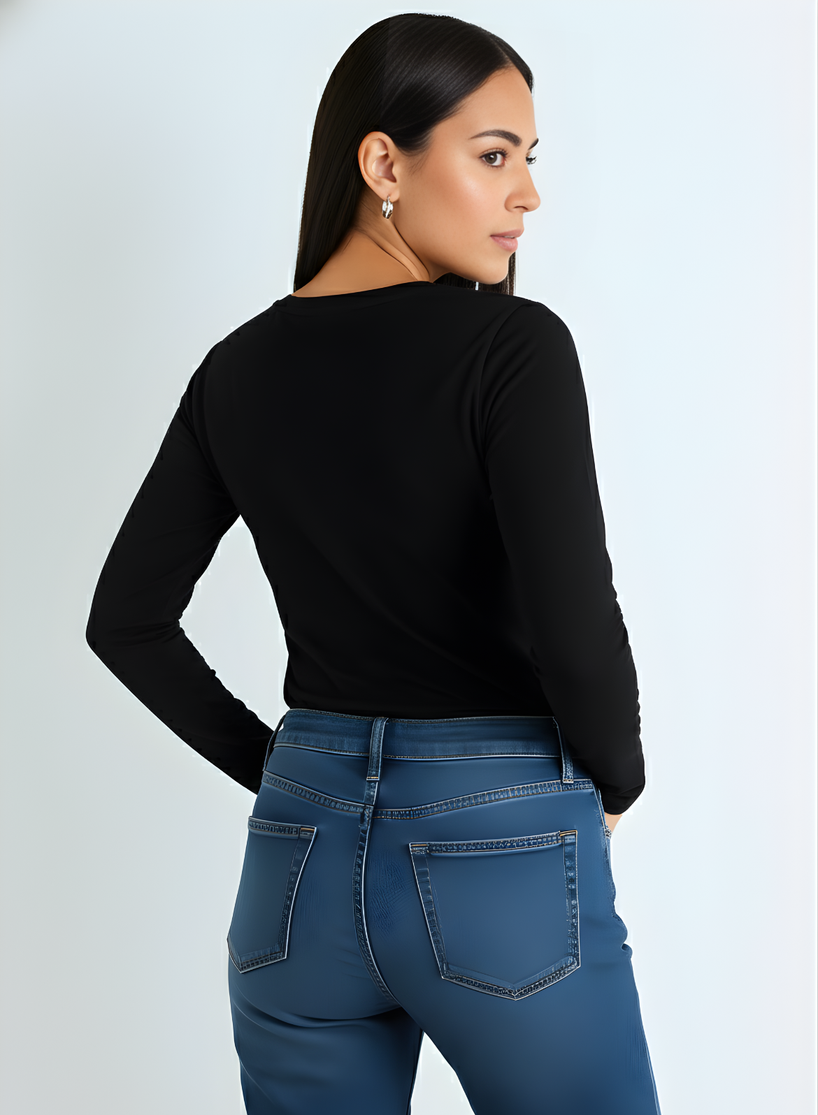 Brazen Black Full Sleeves V-Neck T-shirt