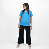 Trendy Turquoise Solid V-Neck T-shirt for Women