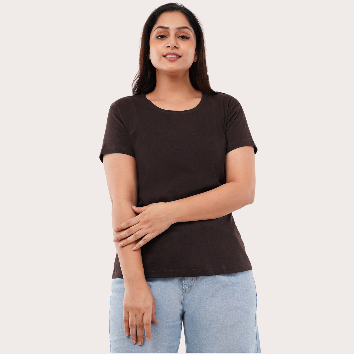 Cocoa Coffee Solid T-shirt for Women