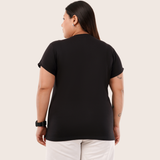 Vogue Black Relaxed Fit Round Neck T-shirt