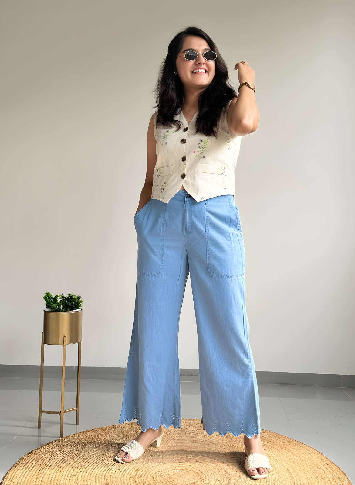 Light Blue Wide Leg Pants