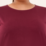 Round O Clock Burning Burgundy Tshirt for Women