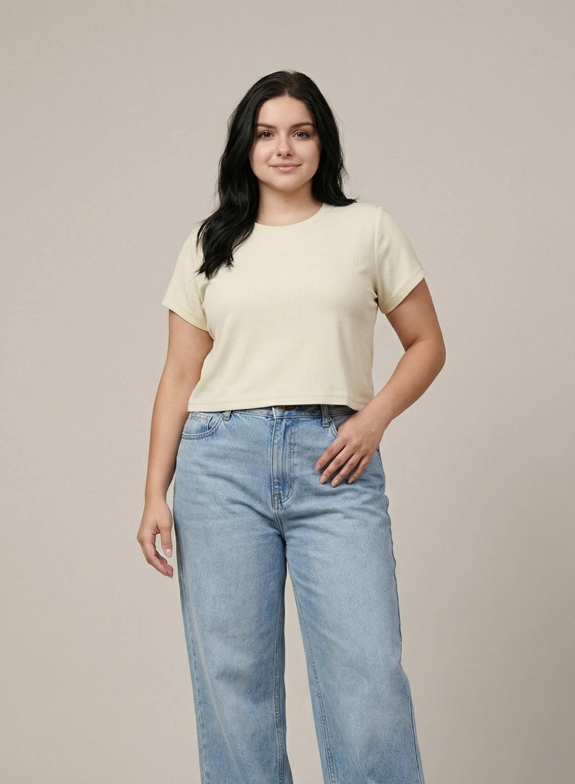 Creamy Ivory Ribbed Crop Top