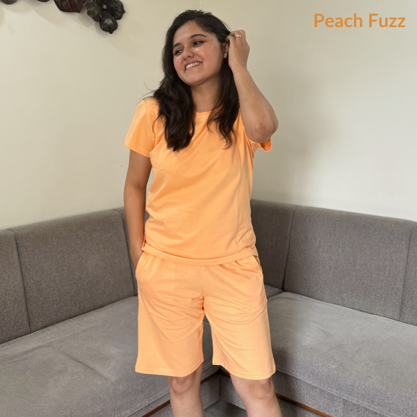 Peach Fuzz Shorts Set - Pantone Color of the Year 2024