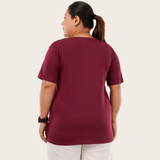 Round O Clock Burning Burgundy Tshirt for Women
