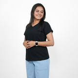 Brazen Black Solid V-Neck T-shirt for Women