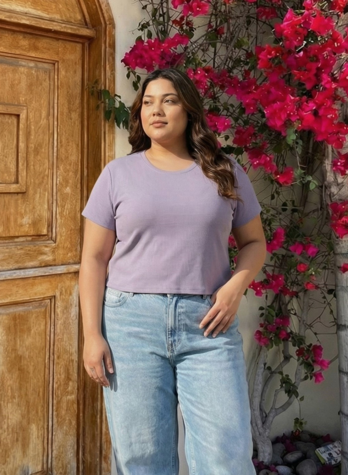 Airy Orchid Ribbed Crop Top