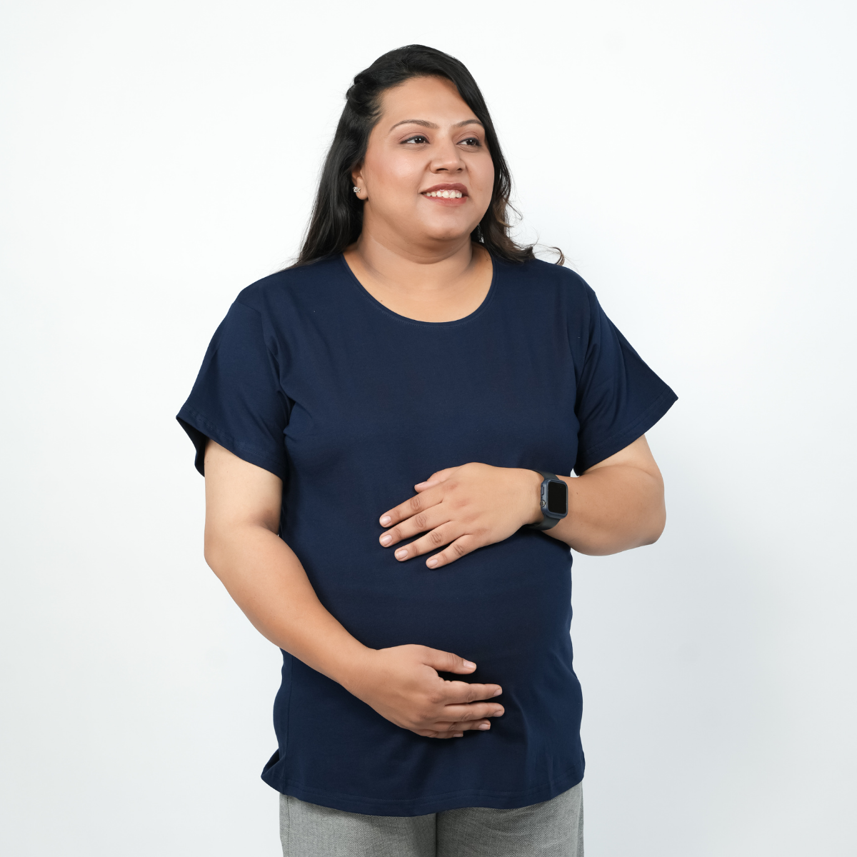 Ballsy Blue Maternity Round Neck T-Shirt