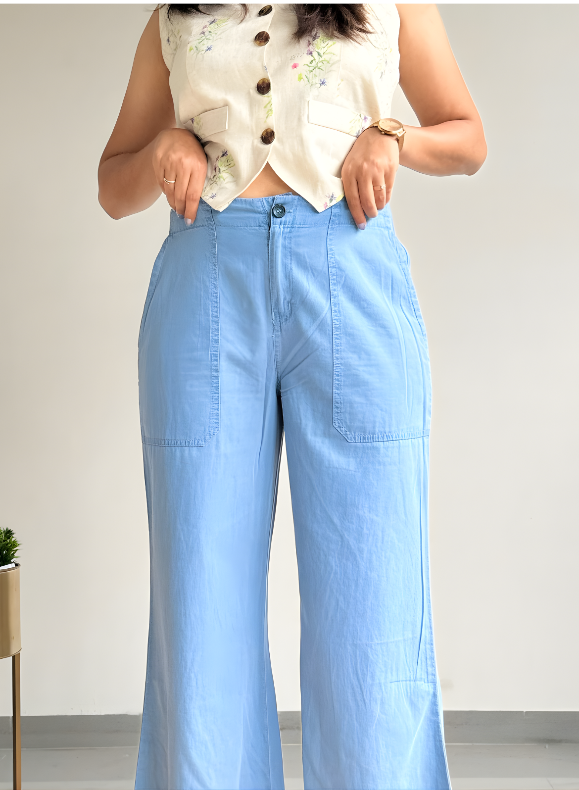 Light Blue Wide Leg Pants