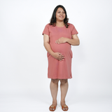 Blissful Brick Maternity T-Shirt Dress