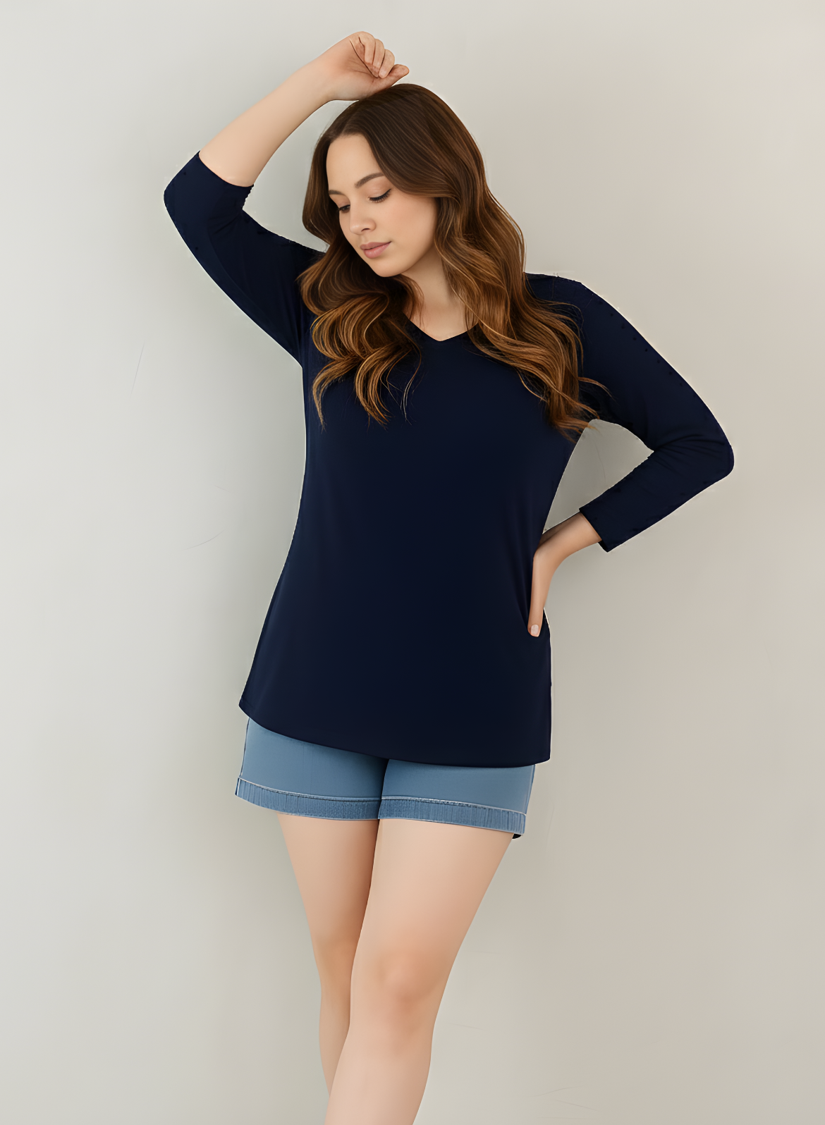 Ballsy Blue Full Sleeves V-Neck T-shirt