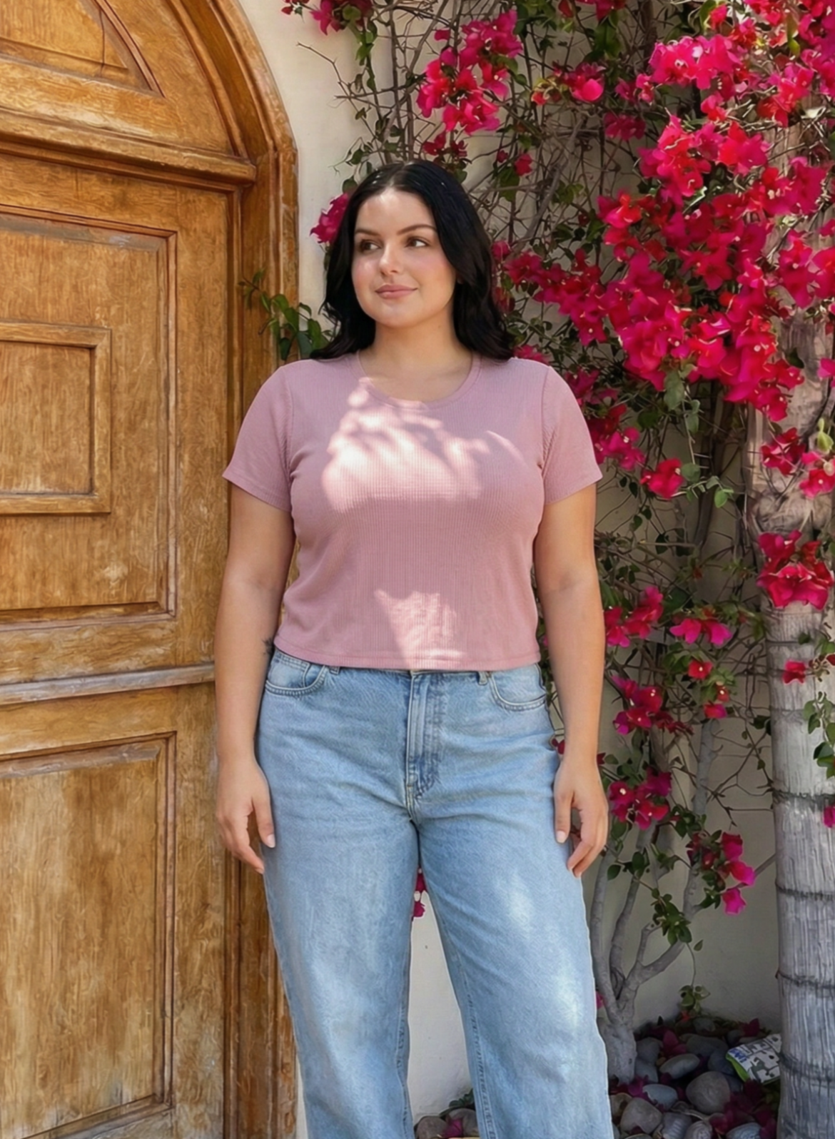 Serene Blush Ribbed Crop Top