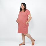 Blissful Brick Maternity T-Shirt Dress