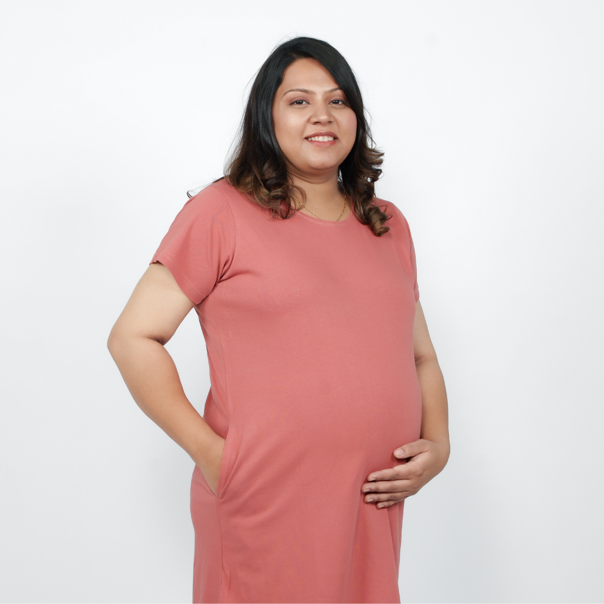 Blissful Brick Maternity T-Shirt Dress