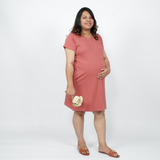 Blissful Brick Maternity T-Shirt Dress