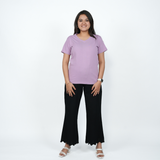 Lavish Lilac Solid V-Neck T-shirt for Women